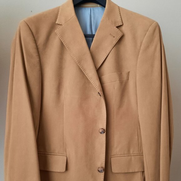 Carl Gross Tan Amaretta (suede like texture) 3-Button Sport Coat (40S) - Picture 1 of 7